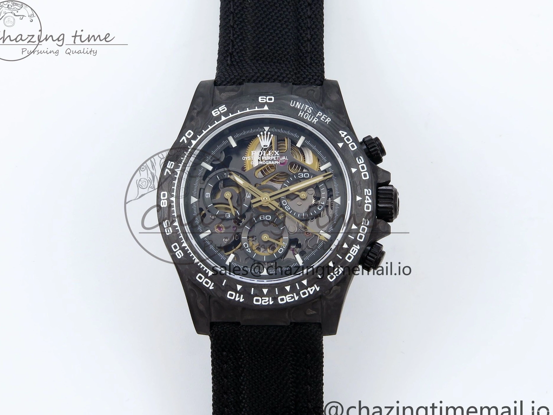 0119 Bright Daytona Diw 40mm N6F 1:1 Best Edition Gray Skeleton Dial Black Nylon Strap DD 892